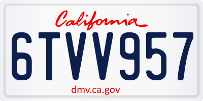 CA license plate 6TVV957
