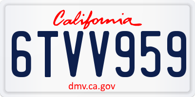CA license plate 6TVV959