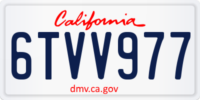 CA license plate 6TVV977