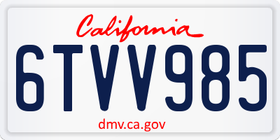 CA license plate 6TVV985