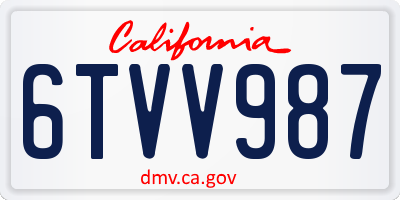 CA license plate 6TVV987