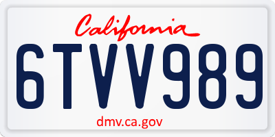 CA license plate 6TVV989