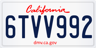 CA license plate 6TVV992