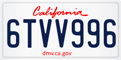 CA license plate 6TVV996