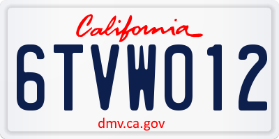 CA license plate 6TVW012