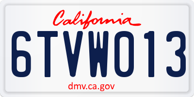 CA license plate 6TVW013