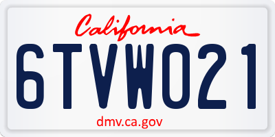 CA license plate 6TVW021