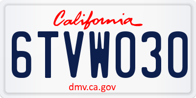 CA license plate 6TVW030