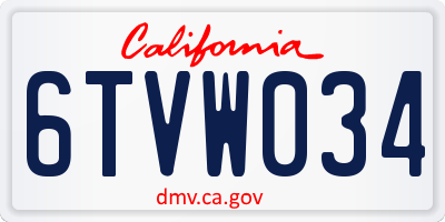 CA license plate 6TVW034