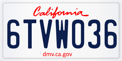 CA license plate 6TVW036