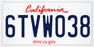 CA license plate 6TVW038