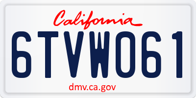 CA license plate 6TVW061