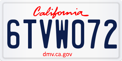 CA license plate 6TVW072