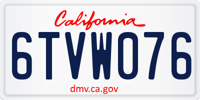 CA license plate 6TVW076