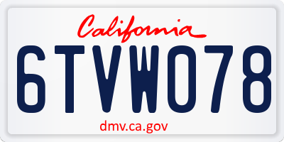 CA license plate 6TVW078