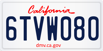 CA license plate 6TVW080
