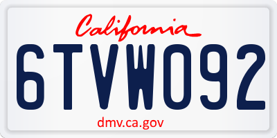 CA license plate 6TVW092