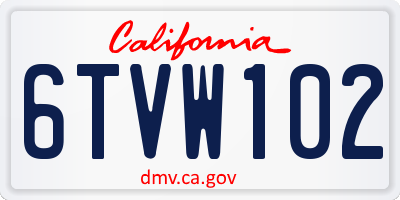 CA license plate 6TVW102