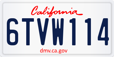 CA license plate 6TVW114