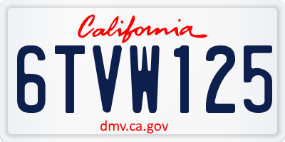 CA license plate 6TVW125