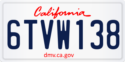 CA license plate 6TVW138