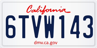 CA license plate 6TVW143