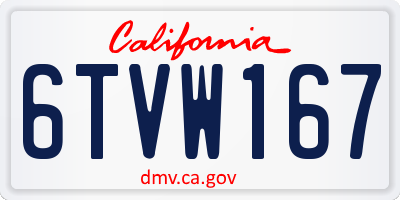 CA license plate 6TVW167