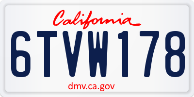 CA license plate 6TVW178