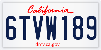 CA license plate 6TVW189