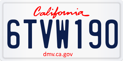CA license plate 6TVW190