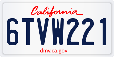 CA license plate 6TVW221
