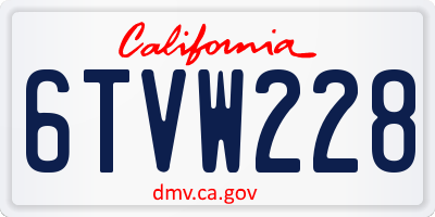CA license plate 6TVW228