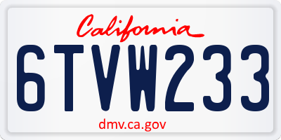 CA license plate 6TVW233