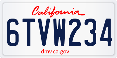 CA license plate 6TVW234