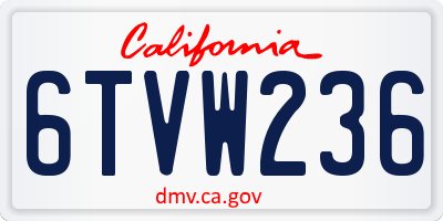 CA license plate 6TVW236