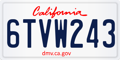 CA license plate 6TVW243