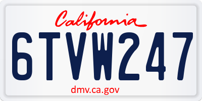 CA license plate 6TVW247