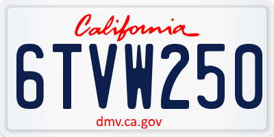 CA license plate 6TVW250