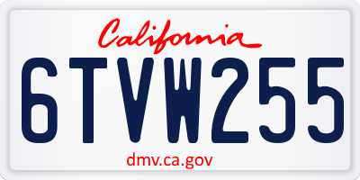 CA license plate 6TVW255