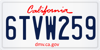 CA license plate 6TVW259