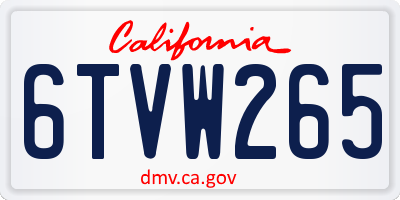 CA license plate 6TVW265