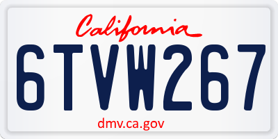 CA license plate 6TVW267