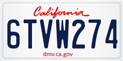 CA license plate 6TVW274