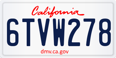 CA license plate 6TVW278