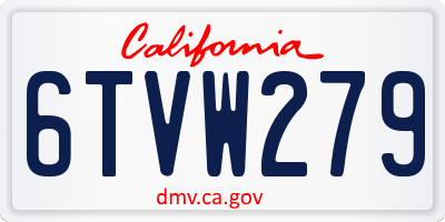 CA license plate 6TVW279