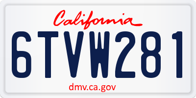 CA license plate 6TVW281
