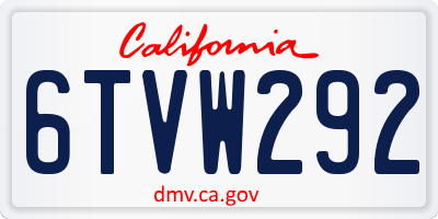 CA license plate 6TVW292