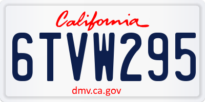 CA license plate 6TVW295