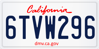 CA license plate 6TVW296