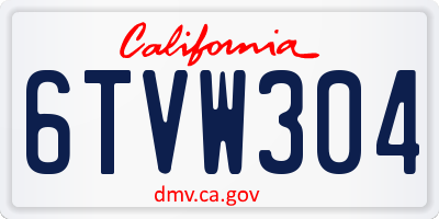 CA license plate 6TVW304
